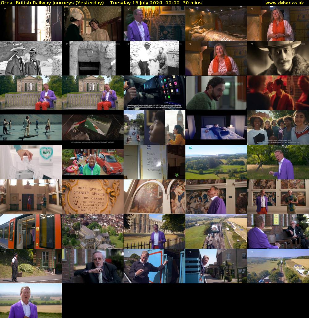Great British Railway Journeys (Yesterday) Tuesday 16 July 2024 00:00 - 00:30