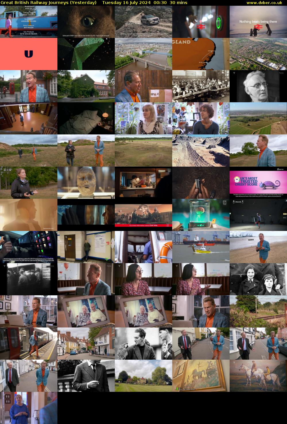 Great British Railway Journeys (Yesterday) Tuesday 16 July 2024 00:30 - 01:00
