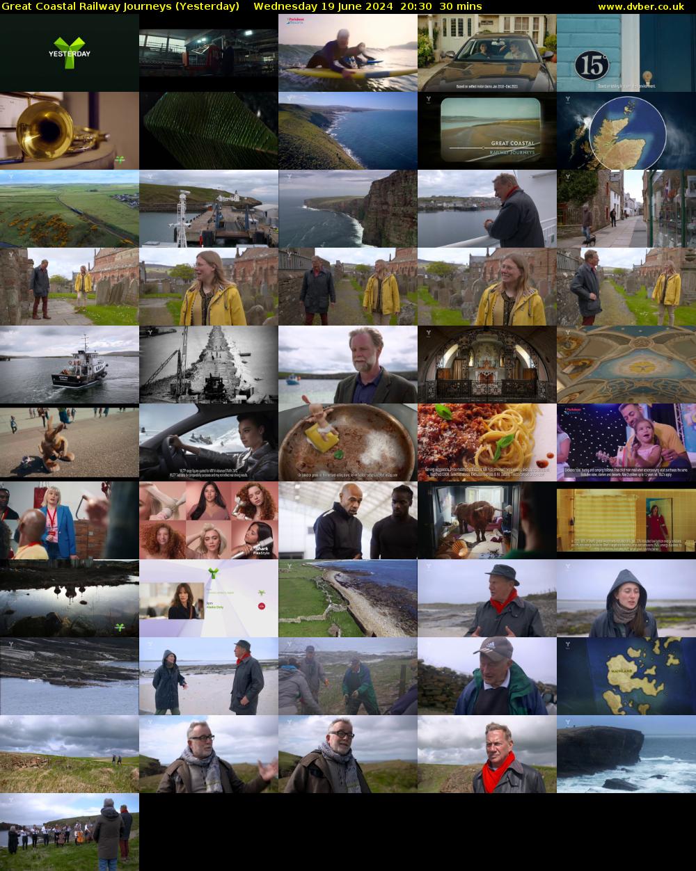 Great Coastal Railway Journeys (Yesterday) Wednesday 19 June 2024 20:30 - 21:00