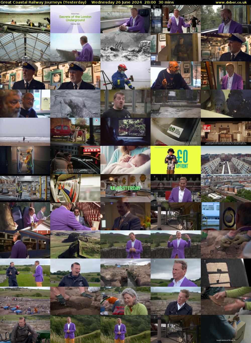 Great Coastal Railway Journeys (Yesterday) Wednesday 26 June 2024 20:00 - 20:30