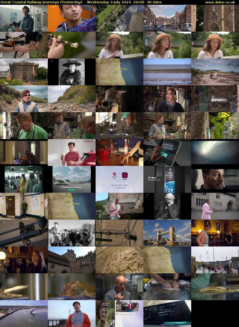 Great Coastal Railway Journeys (Yesterday) Wednesday 3 July 2024 20:00 - 20:30