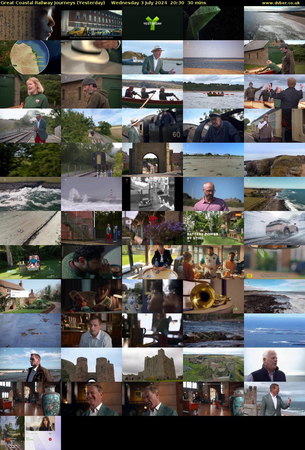 Great Coastal Railway Journeys (Yesterday) Wednesday 3 July 2024 20:30 - 21:00