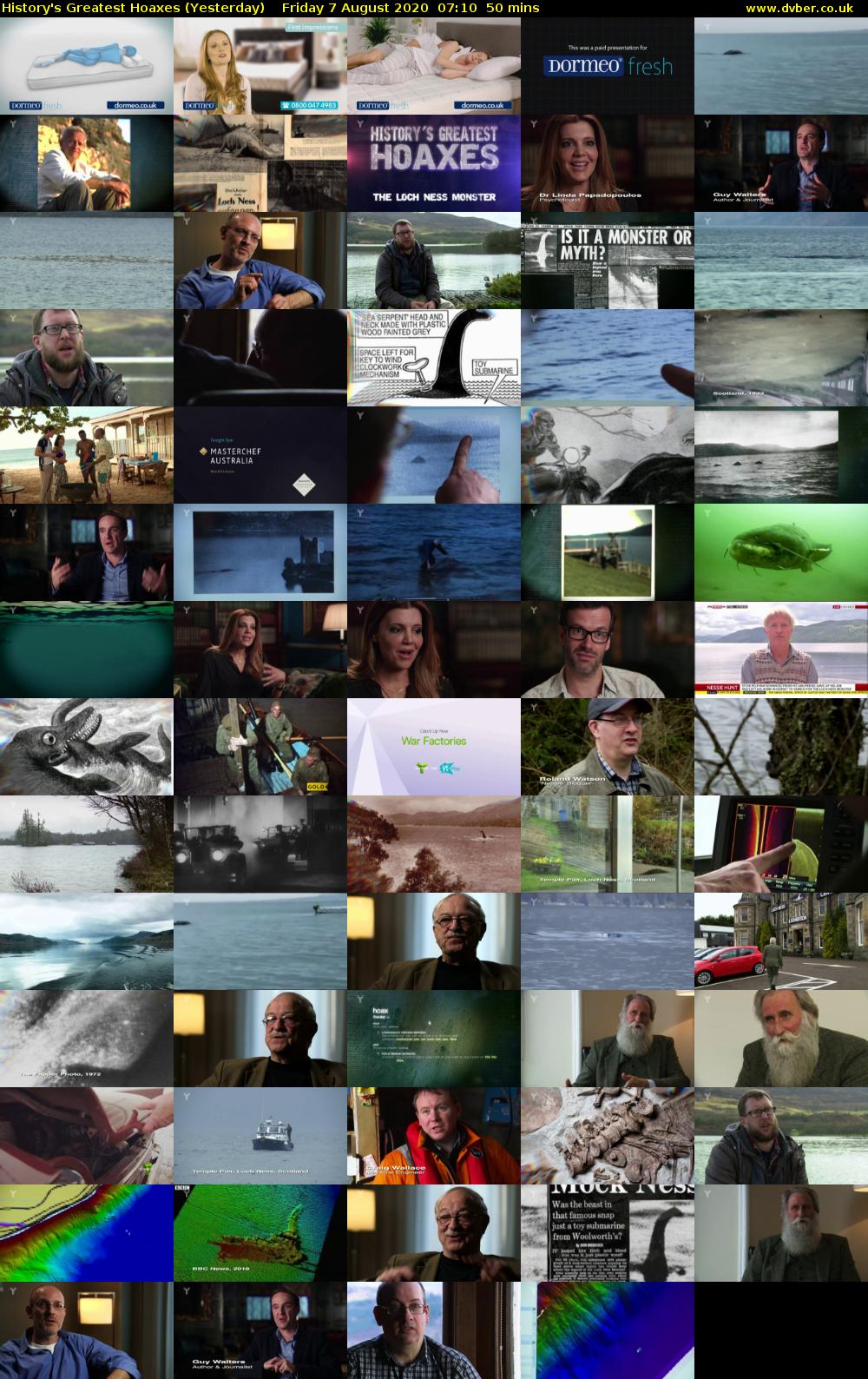 History's Greatest Hoaxes (Yesterday) Friday 7 August 2020 07:10 - 08:00