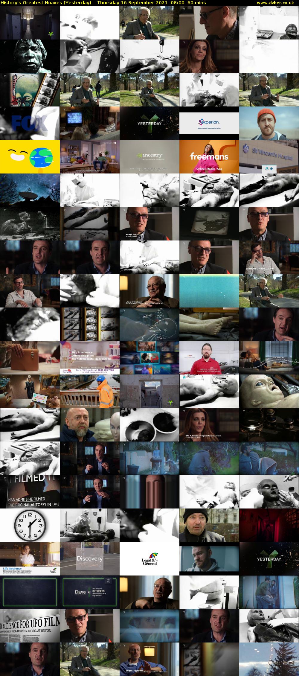 History's Greatest Hoaxes (Yesterday) Thursday 16 September 2021 08:00 - 09:00