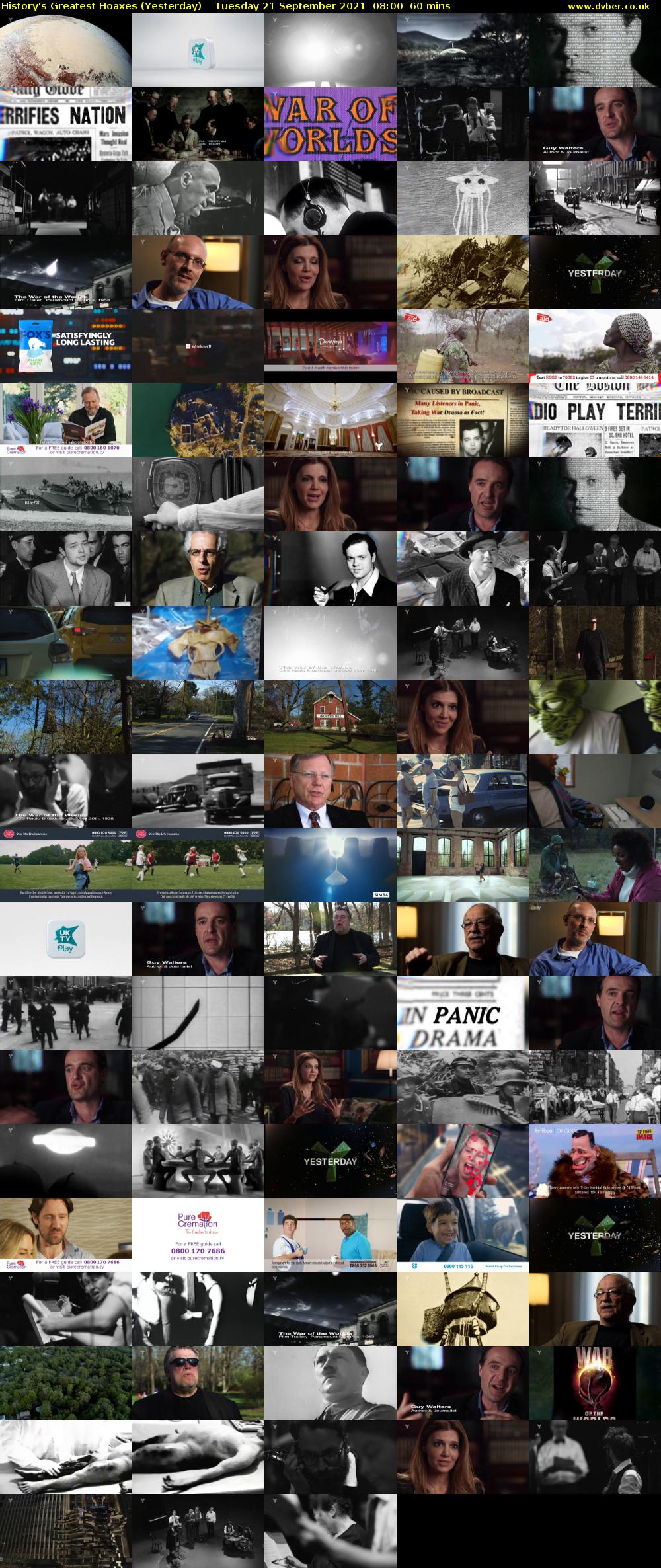 History's Greatest Hoaxes (Yesterday) Tuesday 21 September 2021 08:00 - 09:00