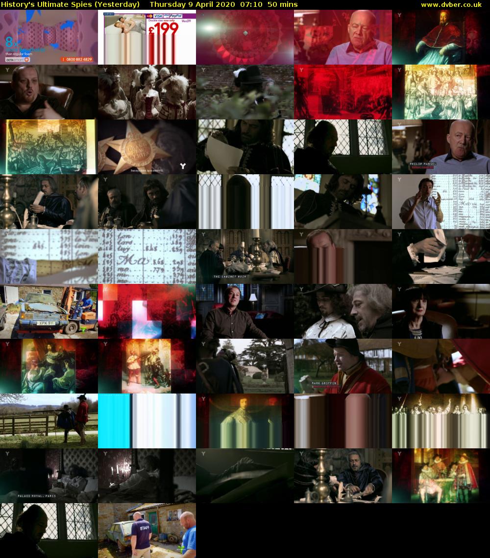 History's Ultimate Spies (Yesterday) Thursday 9 April 2020 07:10 - 08:00