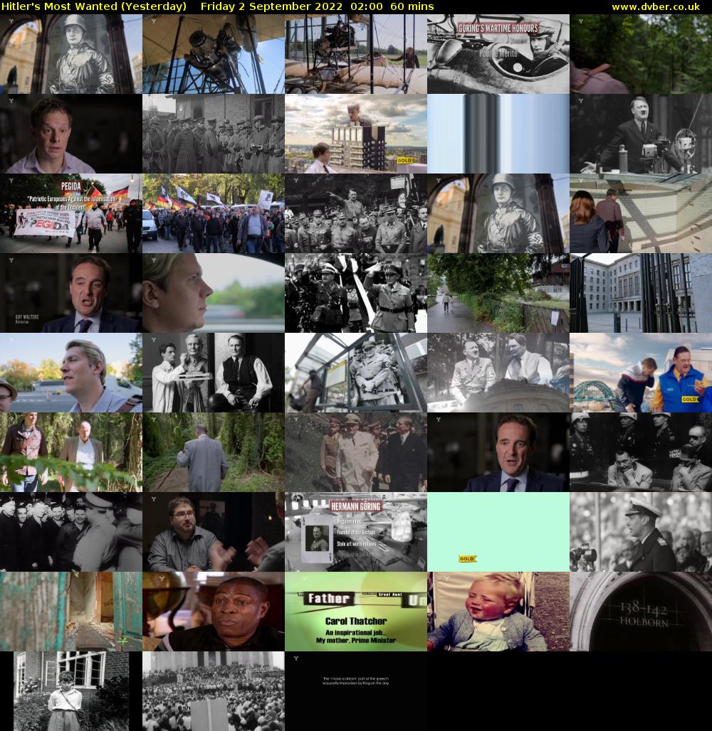 Hitler's Most Wanted (Yesterday) Friday 2 September 2022 02:00 - 03:00