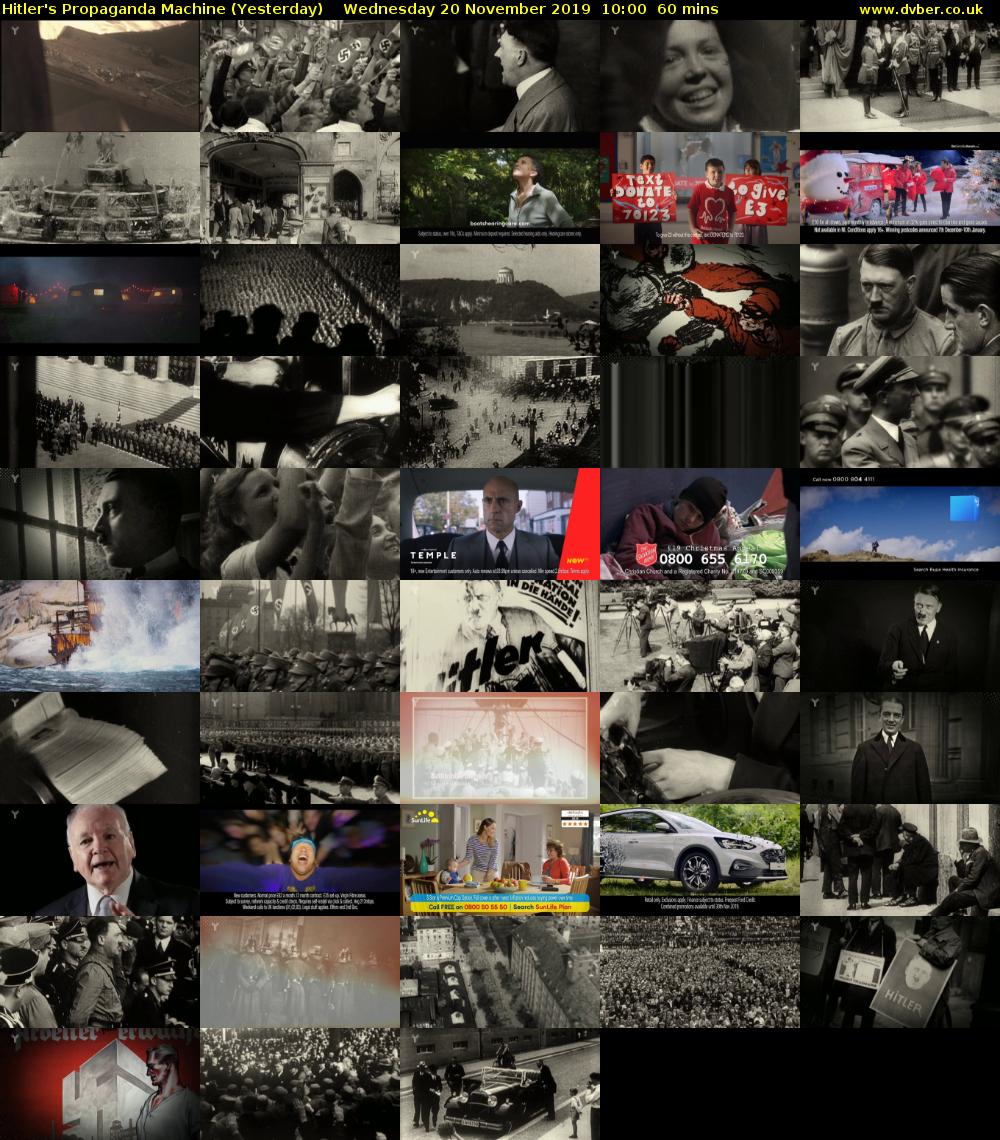 Hitler's Propaganda Machine (Yesterday) Wednesday 20 November 2019 10:00 - 11:00