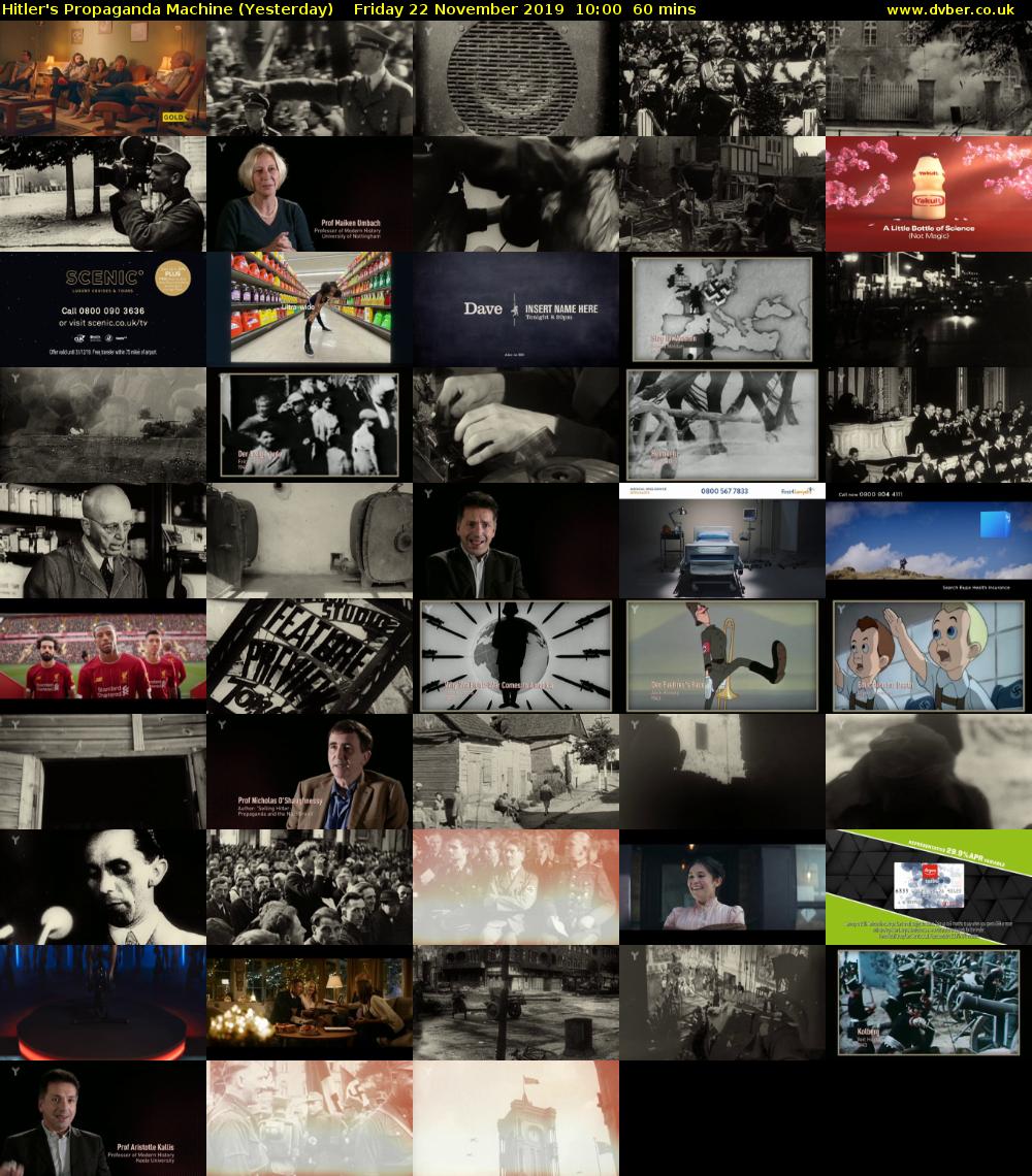 Hitler's Propaganda Machine (Yesterday) Friday 22 November 2019 10:00 - 11:00