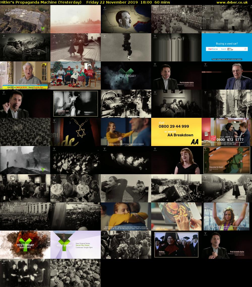 Hitler's Propaganda Machine (Yesterday) Friday 22 November 2019 18:00 - 19:00