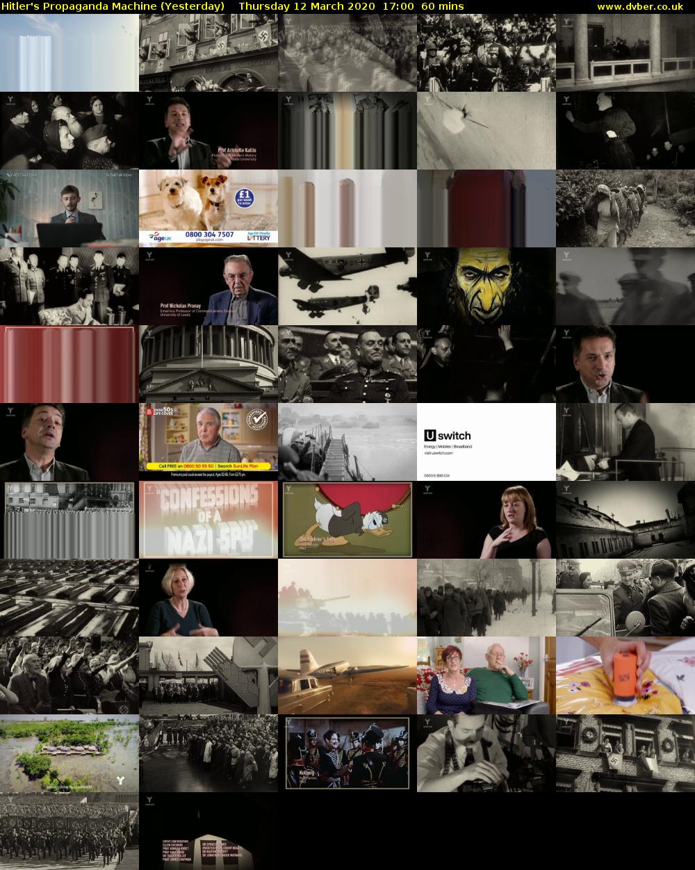 Hitler's Propaganda Machine (Yesterday) Thursday 12 March 2020 17:00 - 18:00