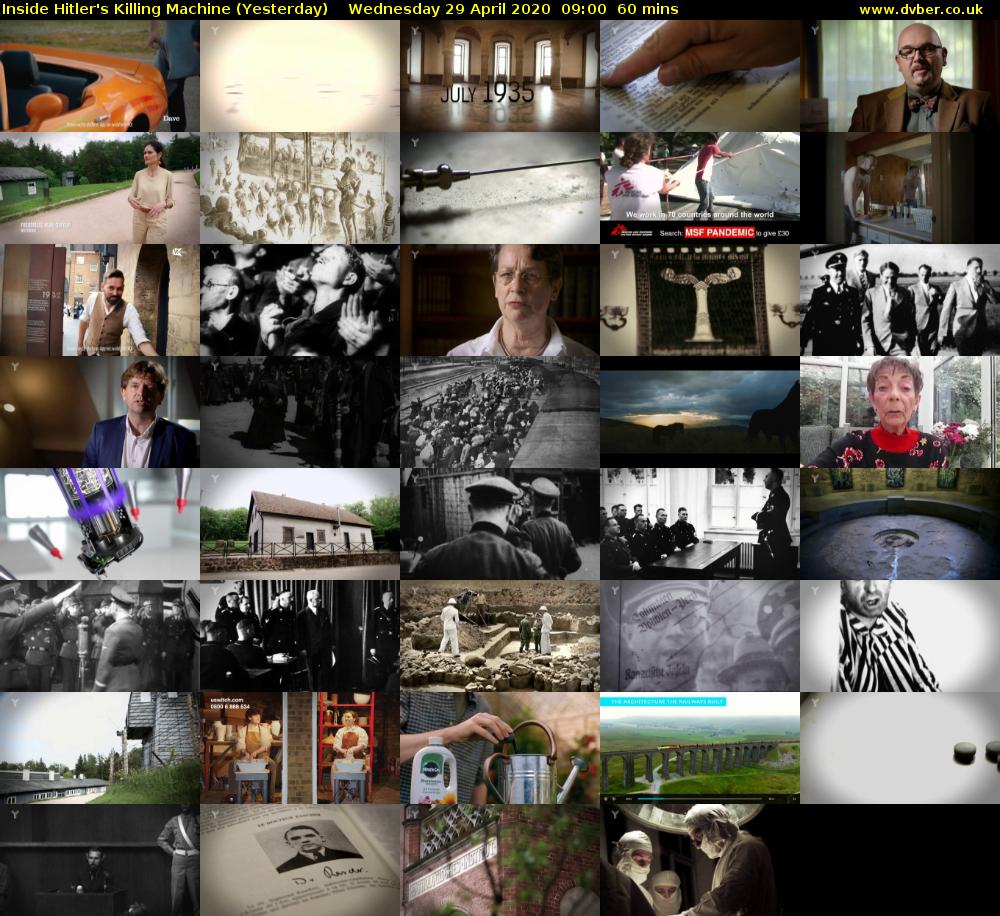 Inside Hitler's Killing Machine (Yesterday) Wednesday 29 April 2020 09:00 - 10:00