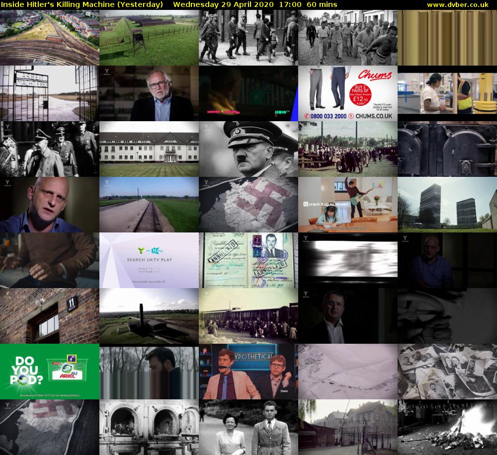 Inside Hitler's Killing Machine (Yesterday) Wednesday 29 April 2020 17:00 - 18:00