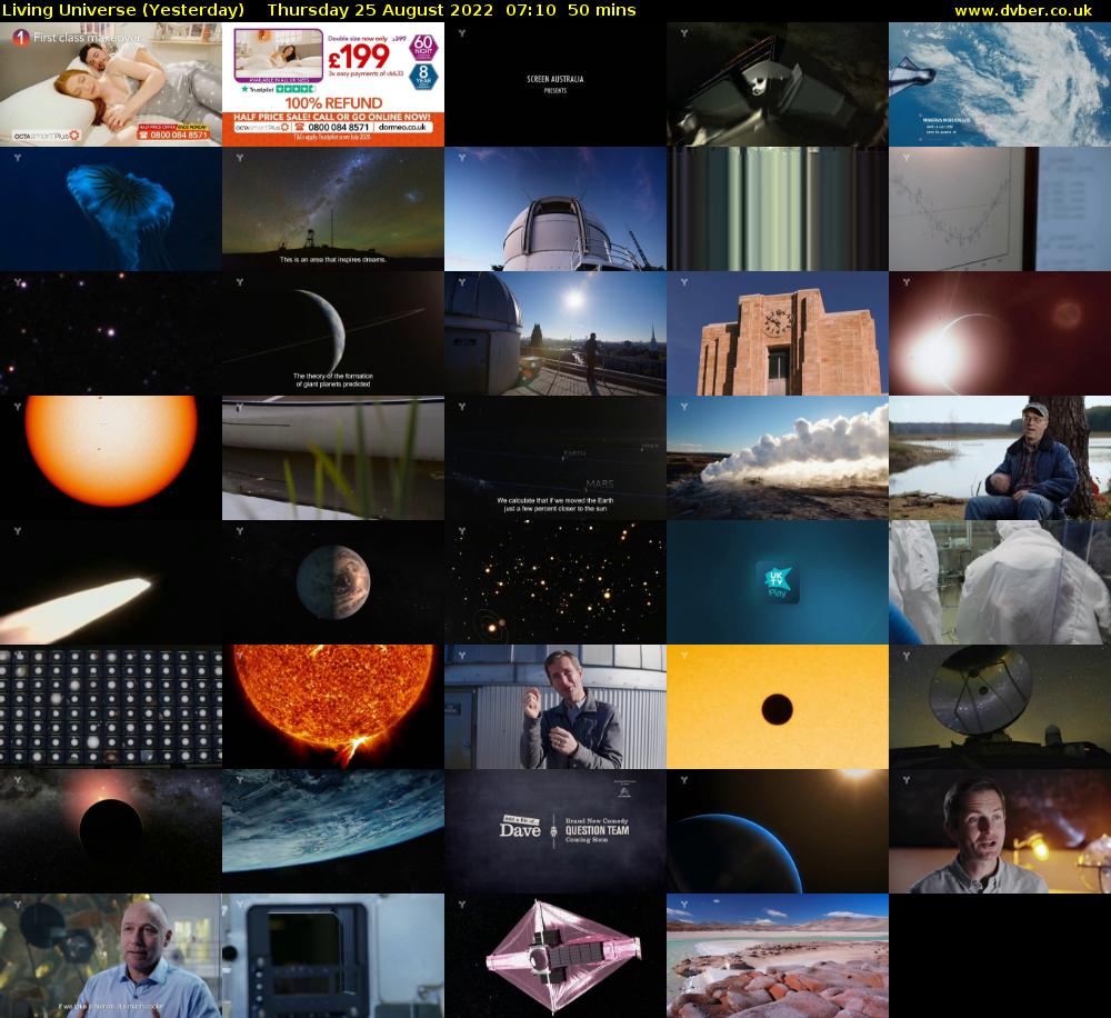 Living Universe (Yesterday) Thursday 25 August 2022 07:10 - 08:00
