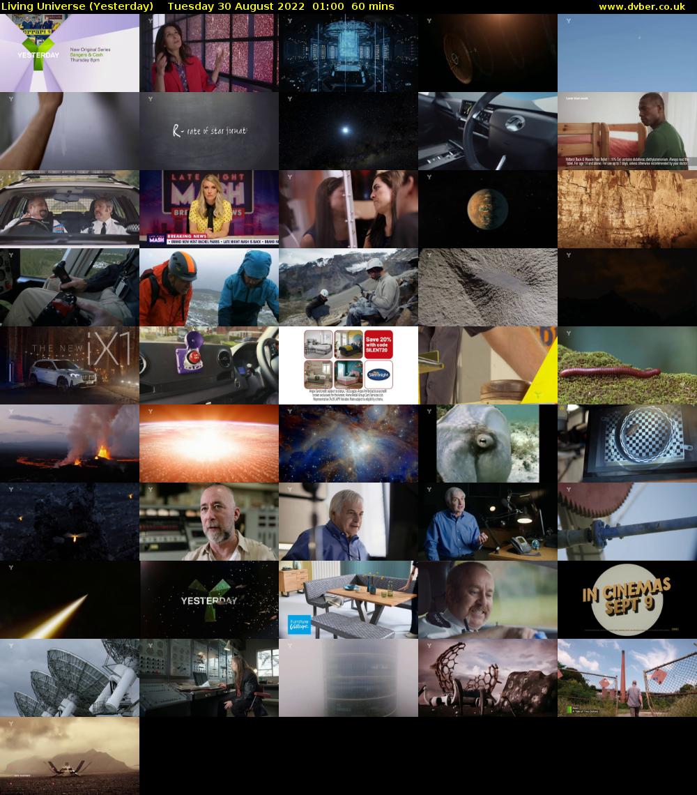 Living Universe (Yesterday) Tuesday 30 August 2022 01:00 - 02:00
