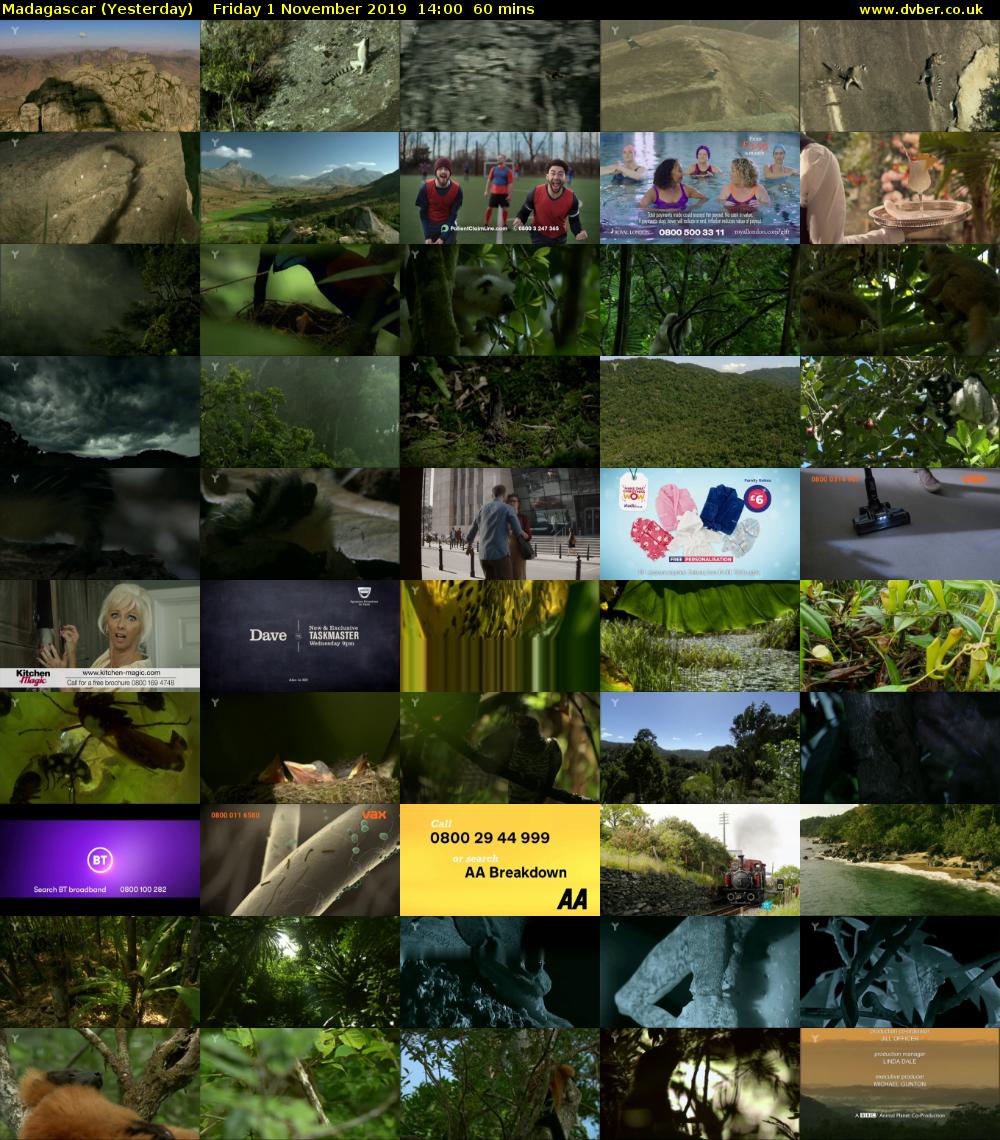 Madagascar (Yesterday) Friday 1 November 2019 14:00 - 15:00
