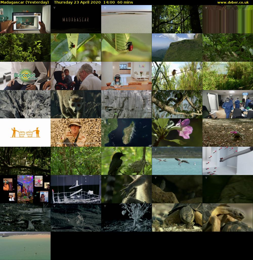 Madagascar (Yesterday) Thursday 23 April 2020 14:00 - 15:00