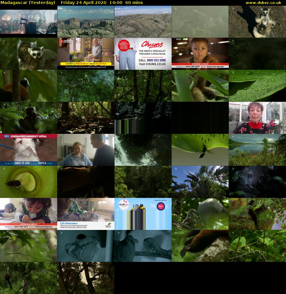 Madagascar (Yesterday) Friday 24 April 2020 14:00 - 15:00