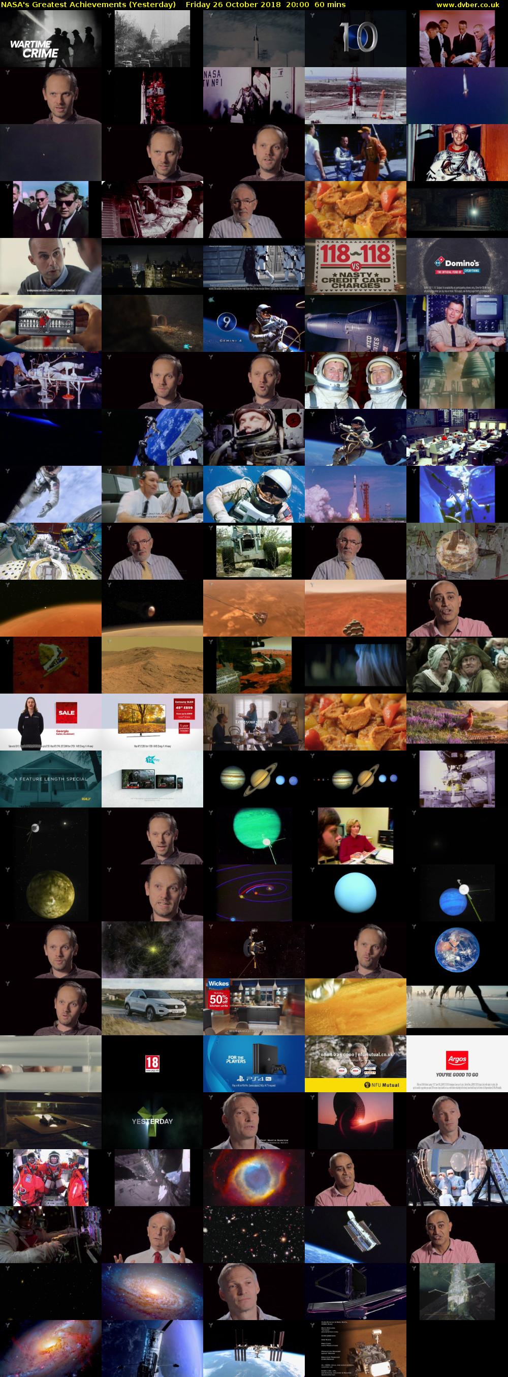 NASA's Greatest Achievements (Yesterday) Friday 26 October 2018 20:00 - 21:00