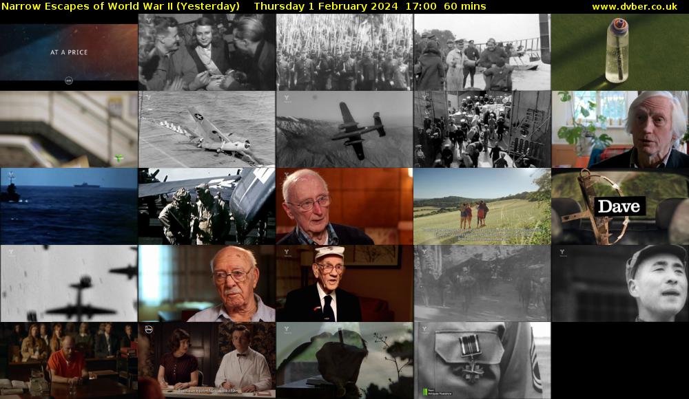 Narrow Escapes of World War II (Yesterday) Thursday 1 February 2024 17:00 - 18:00