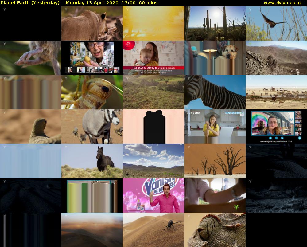 Planet Earth (Yesterday) Monday 13 April 2020 13:00 - 14:00