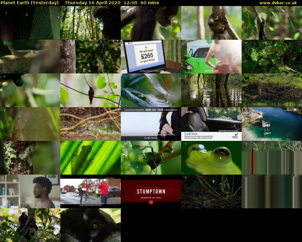 Planet Earth (Yesterday) Thursday 16 April 2020 12:00 - 13:00