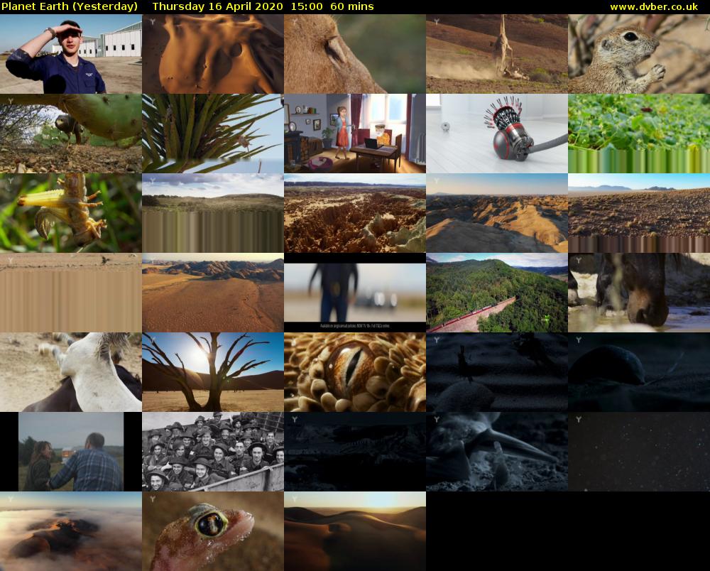 Planet Earth (Yesterday) Thursday 16 April 2020 15:00 - 16:00