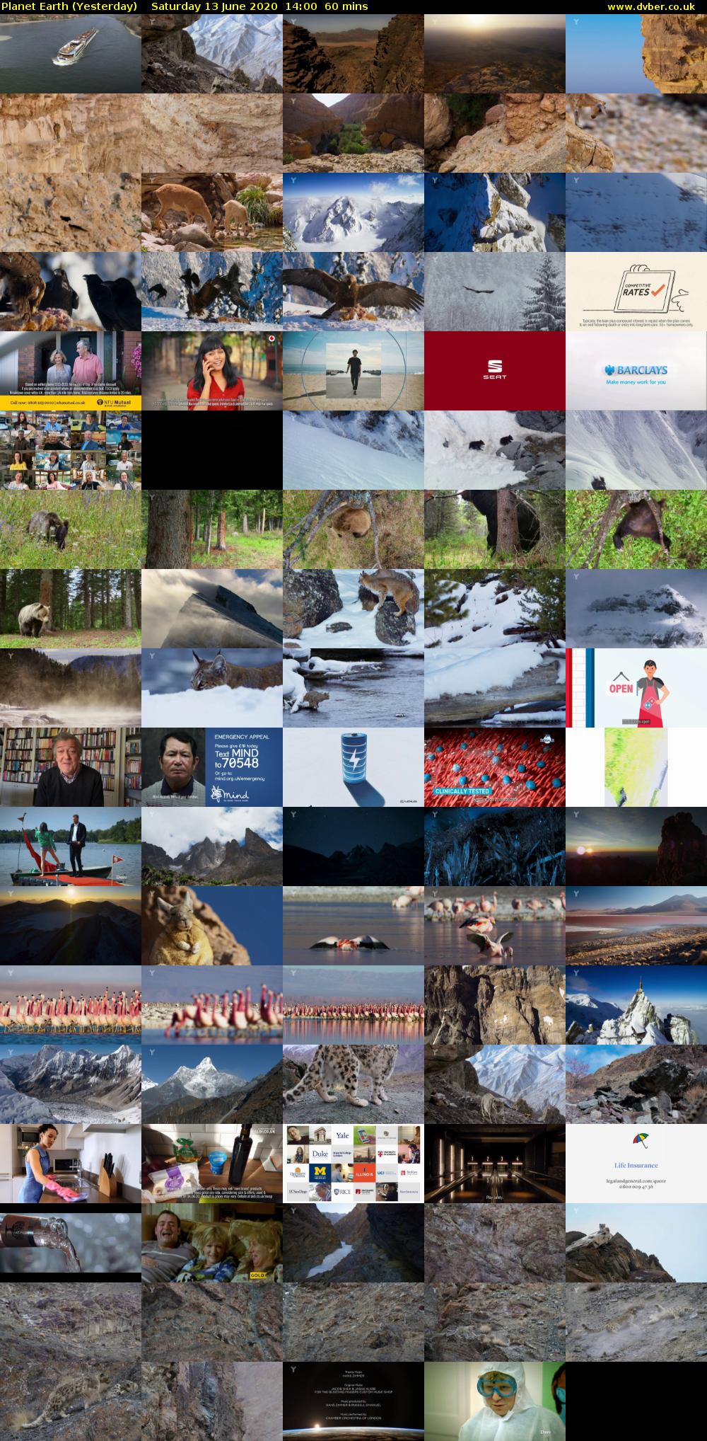 Planet Earth (Yesterday) Saturday 13 June 2020 14:00 - 15:00