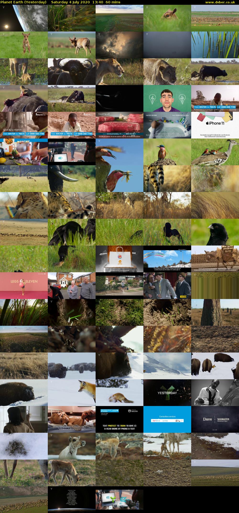 Planet Earth (Yesterday) Saturday 4 July 2020 13:40 - 14:40