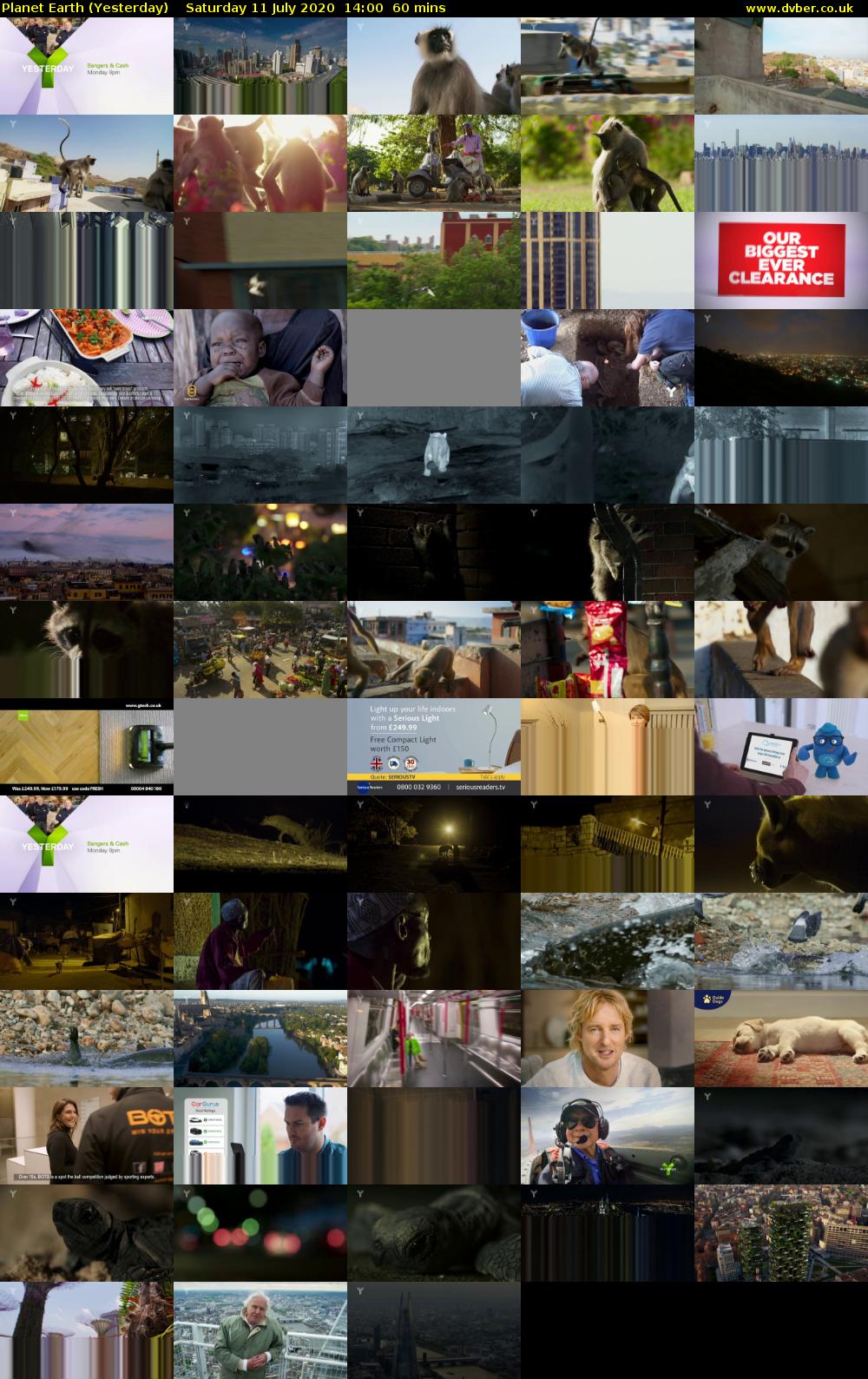 Planet Earth (Yesterday) Saturday 11 July 2020 14:00 - 15:00