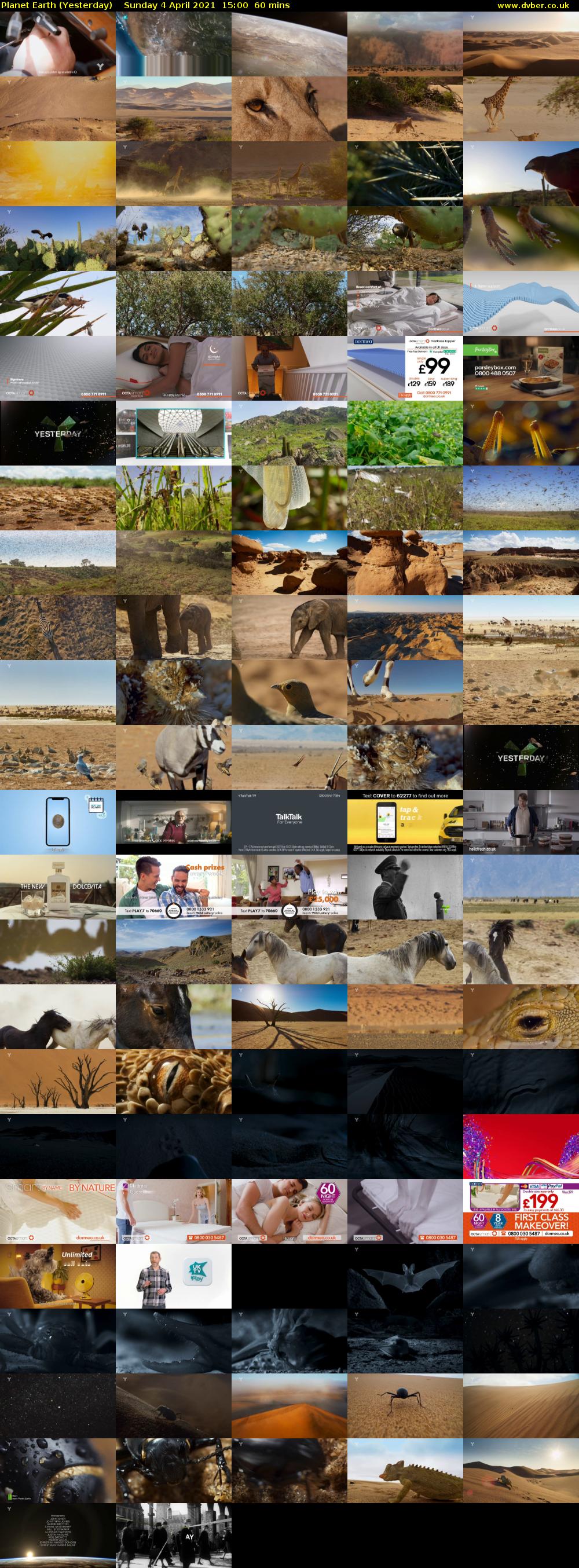 Planet Earth (Yesterday) Sunday 4 April 2021 15:00 - 16:00