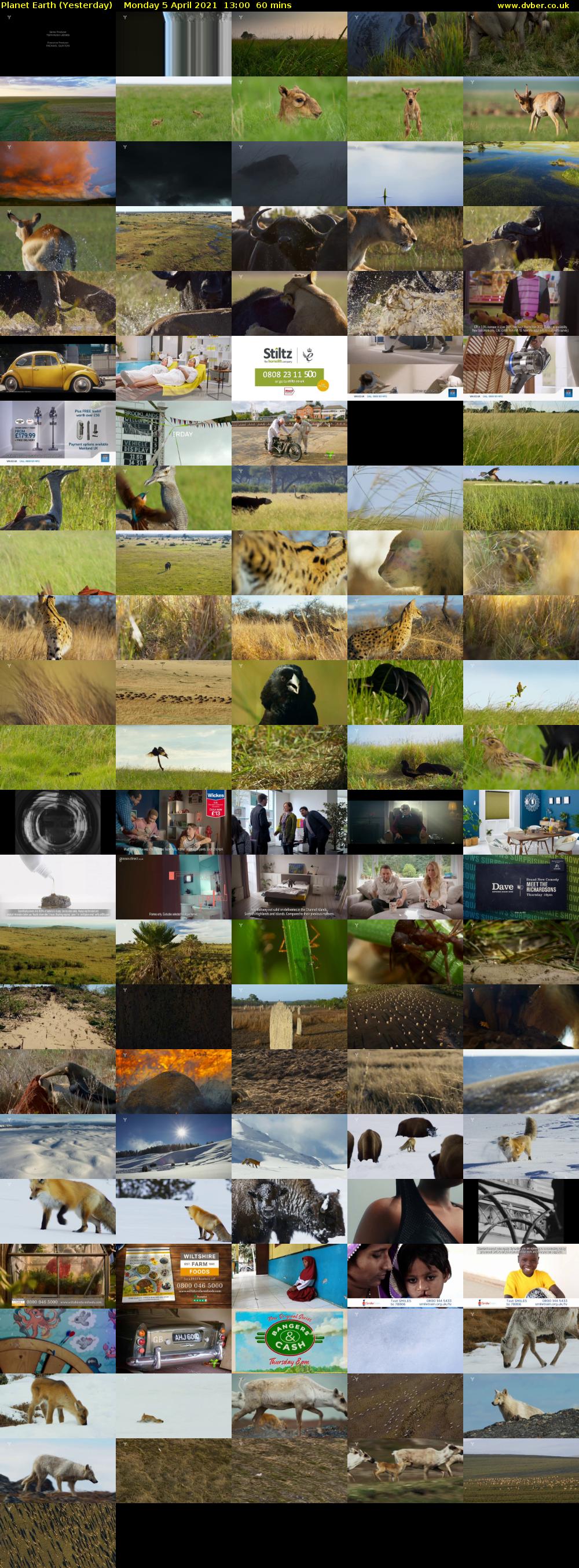 Planet Earth (Yesterday) Monday 5 April 2021 13:00 - 14:00