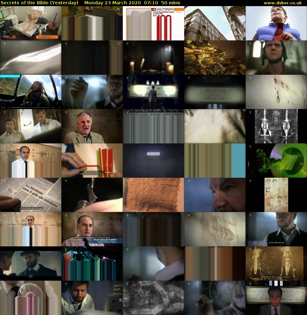 Secrets of the Bible (Yesterday) Monday 23 March 2020 07:10 - 08:00