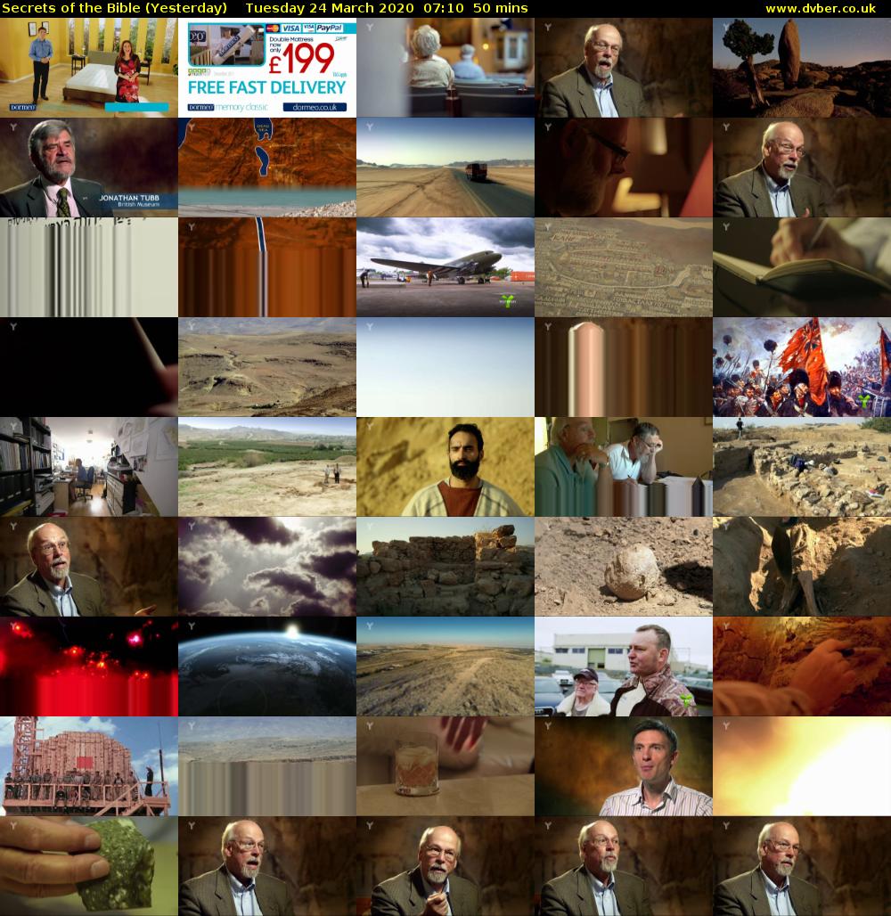 Secrets of the Bible (Yesterday) Tuesday 24 March 2020 07:10 - 08:00