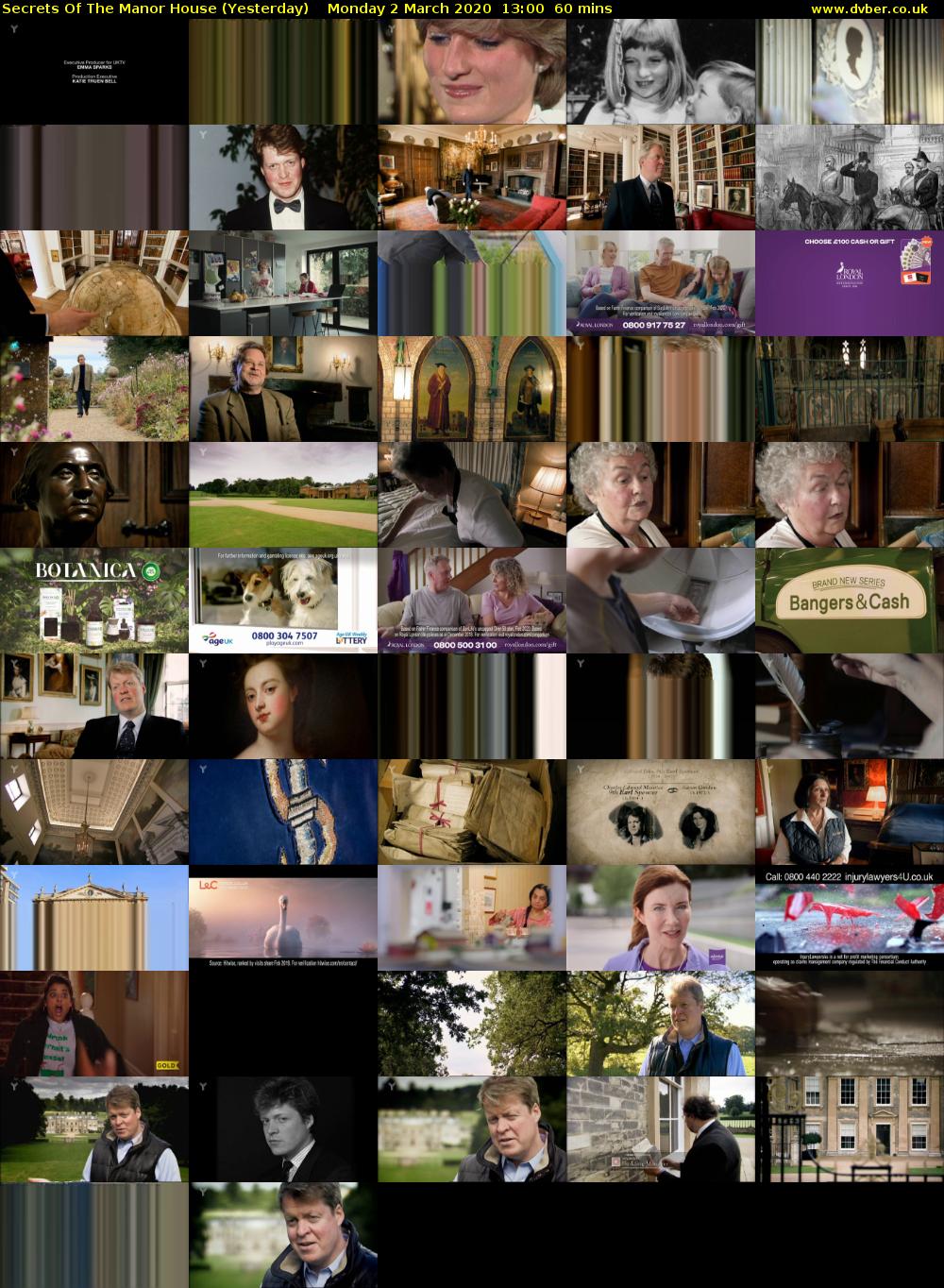 Secrets of the Manor House (Yesterday) Monday 2 March 2020 13:00 - 14:00