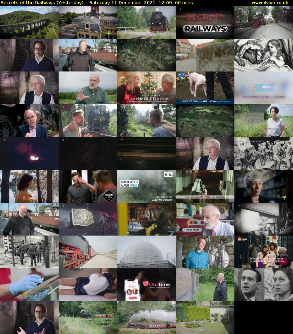 Secrets of the Railways (Yesterday) Saturday 11 December 2021 12:00 - 13:00