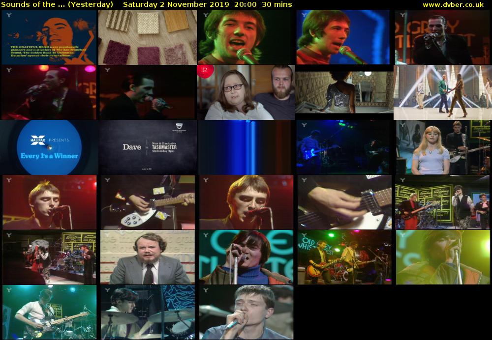Sounds of the ... (Yesterday) Saturday 2 November 2019 20:00 - 20:30