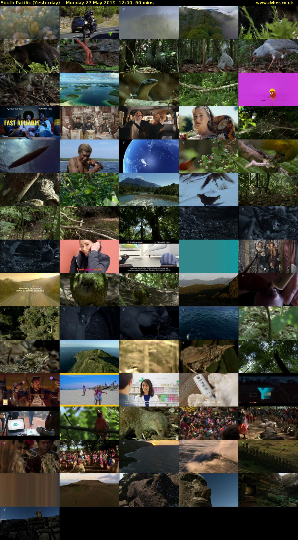 South Pacific (Yesterday) Monday 27 May 2019 12:00 - 13:00