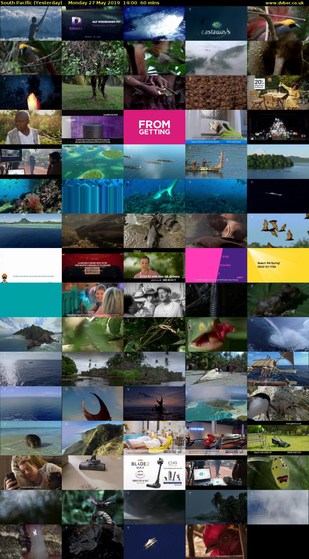 South Pacific (Yesterday) Monday 27 May 2019 14:00 - 15:00