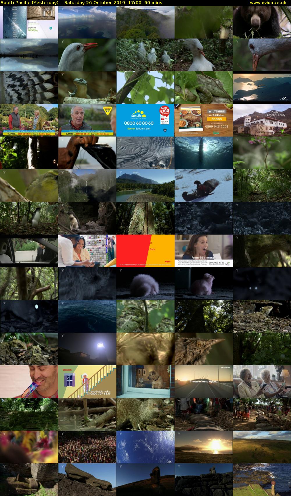 South Pacific (Yesterday) Saturday 26 October 2019 17:00 - 18:00