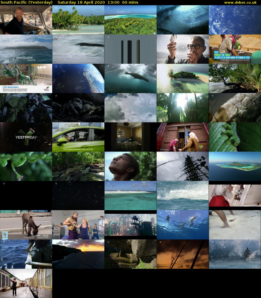 South Pacific (Yesterday) Saturday 18 April 2020 13:00 - 14:00