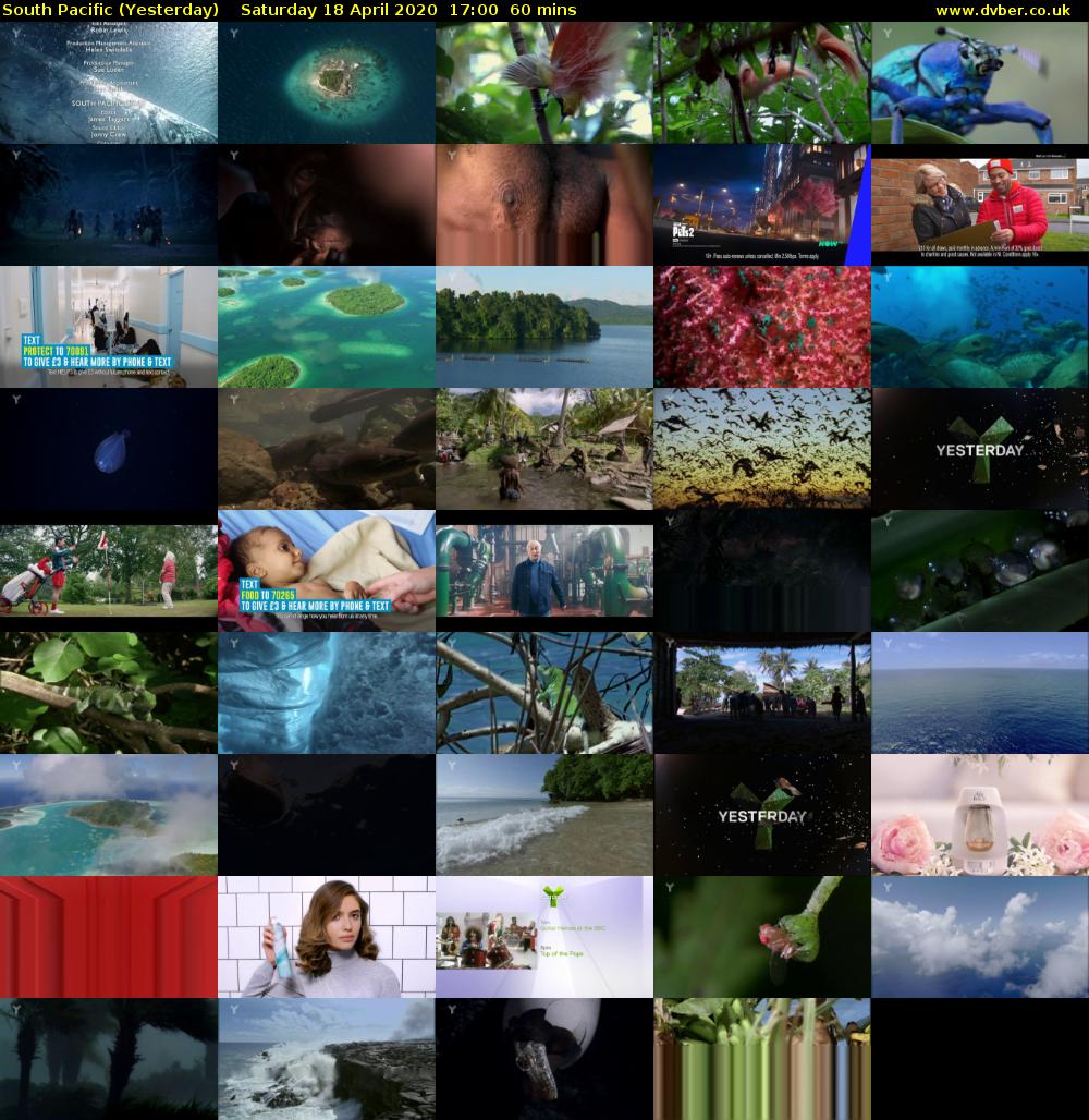 South Pacific (Yesterday) Saturday 18 April 2020 17:00 - 18:00