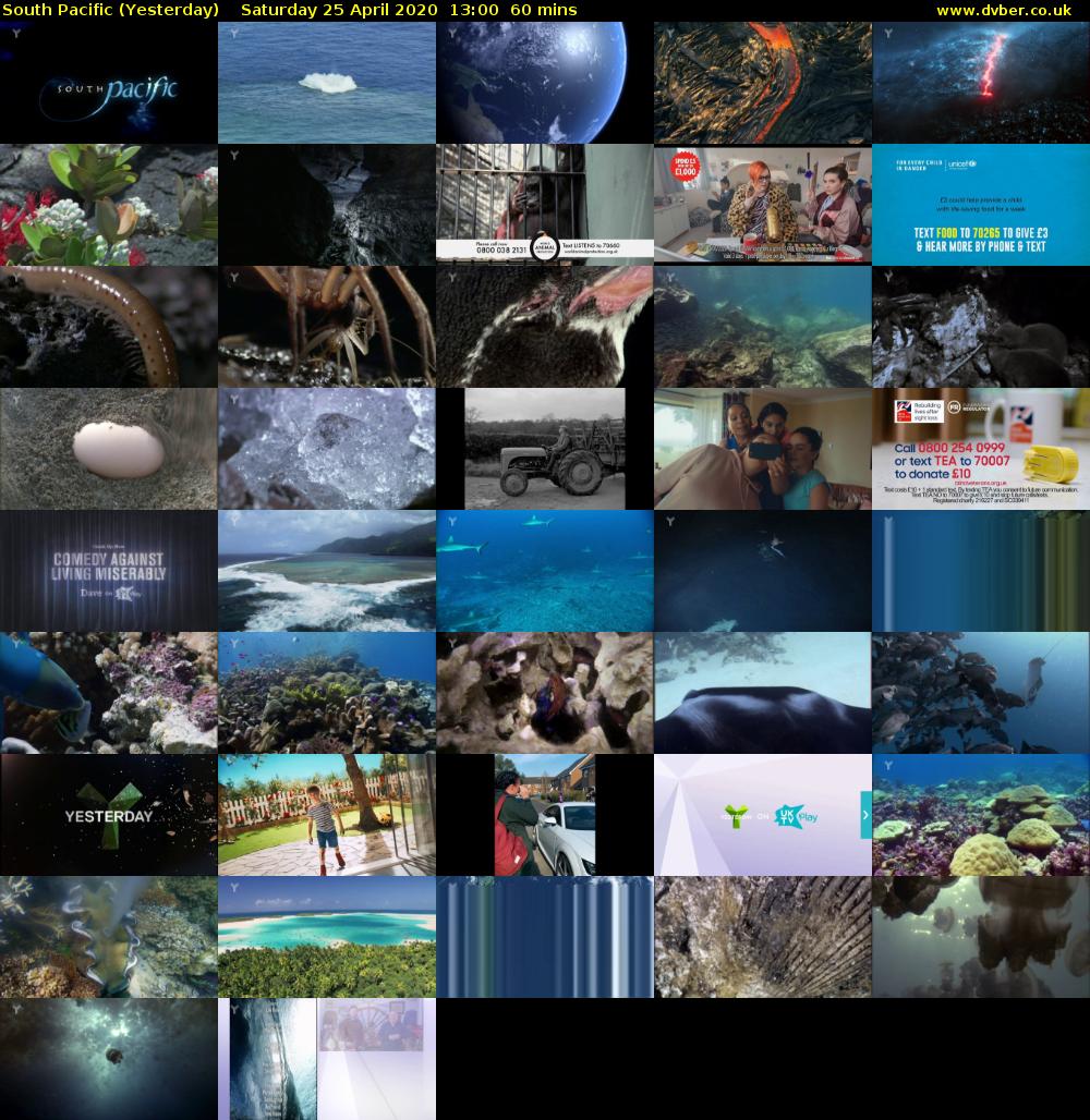 South Pacific (Yesterday) Saturday 25 April 2020 13:00 - 14:00