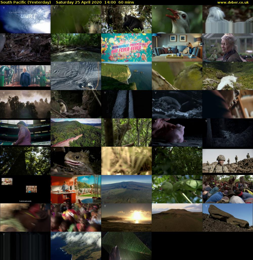 South Pacific (Yesterday) Saturday 25 April 2020 14:00 - 15:00