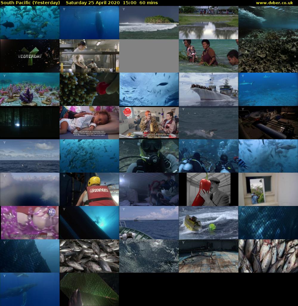 South Pacific (Yesterday) Saturday 25 April 2020 15:00 - 16:00