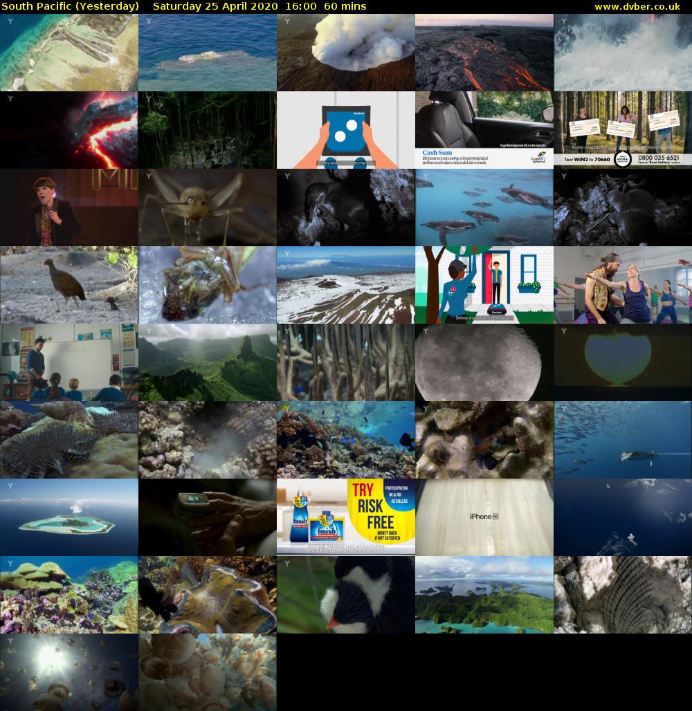 South Pacific (Yesterday) Saturday 25 April 2020 16:00 - 17:00