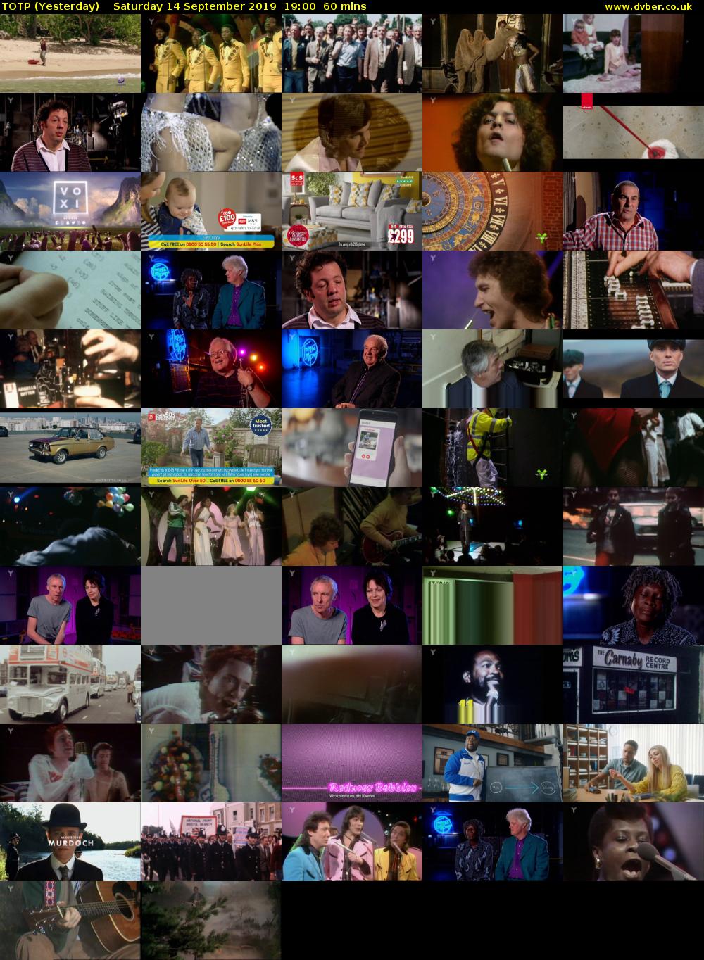 TOTP (Yesterday) Saturday 14 September 2019 19:00 - 20:00