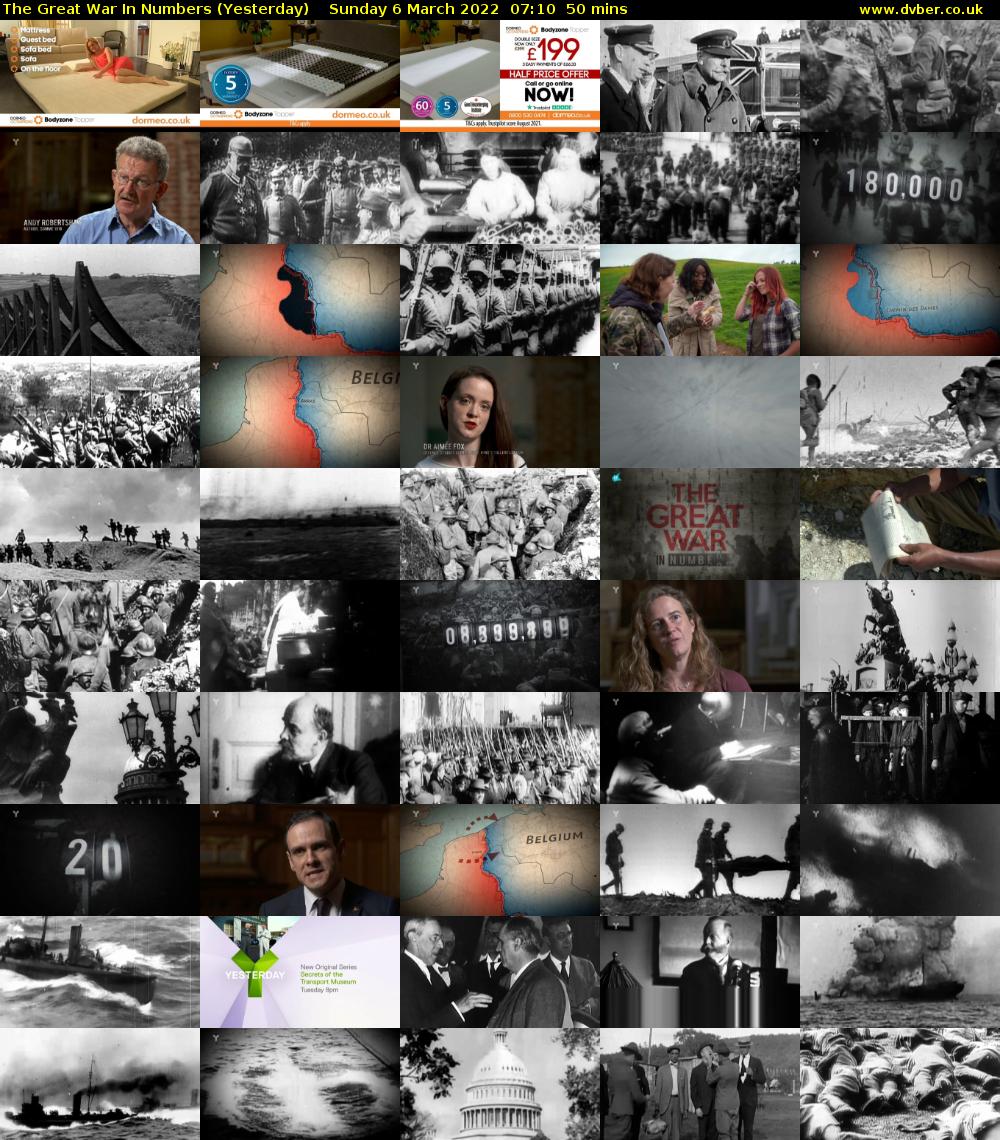 The Great War in Numbers (Yesterday) Sunday 6 March 2022 07:10 - 08:00