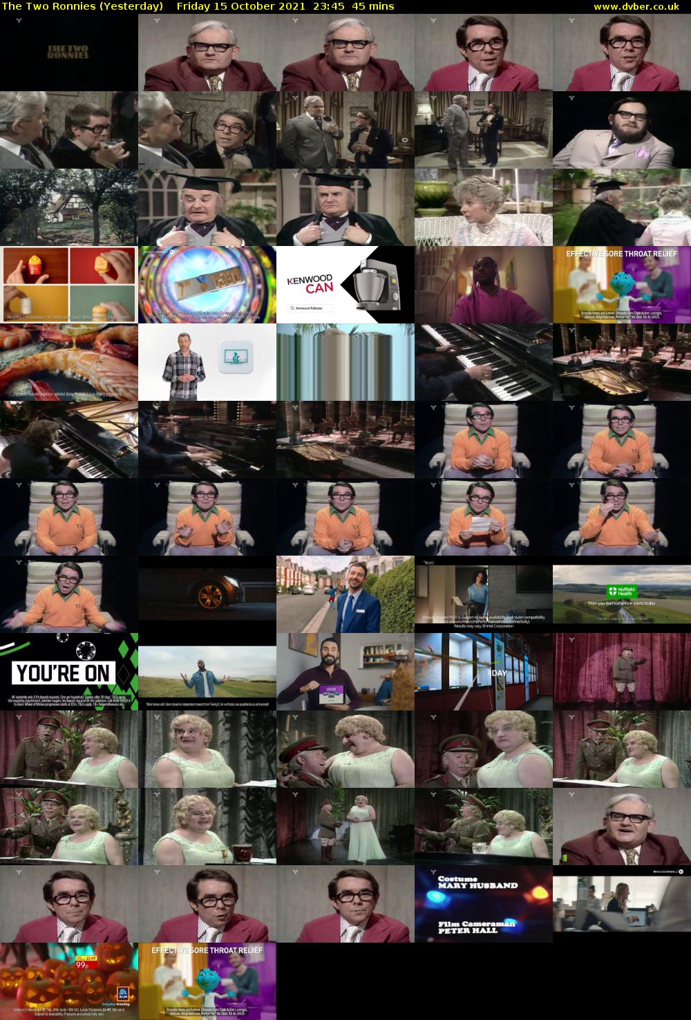 The Two Ronnies (Yesterday) Friday 15 October 2021 23:45 - 00:30