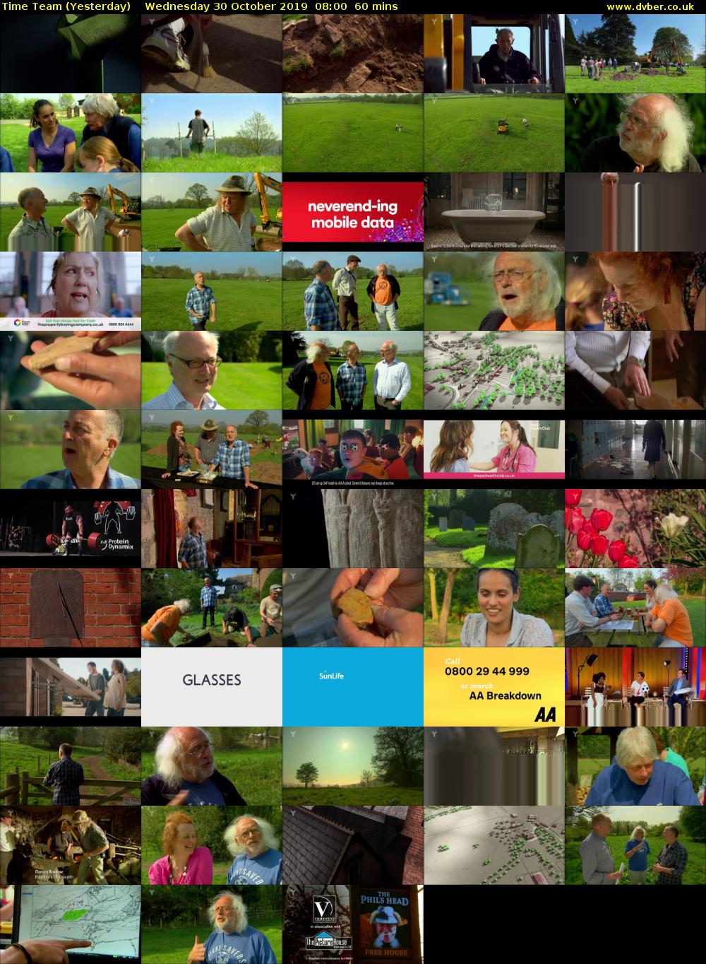 Time Team (Yesterday) Wednesday 30 October 2019 08:00 - 09:00